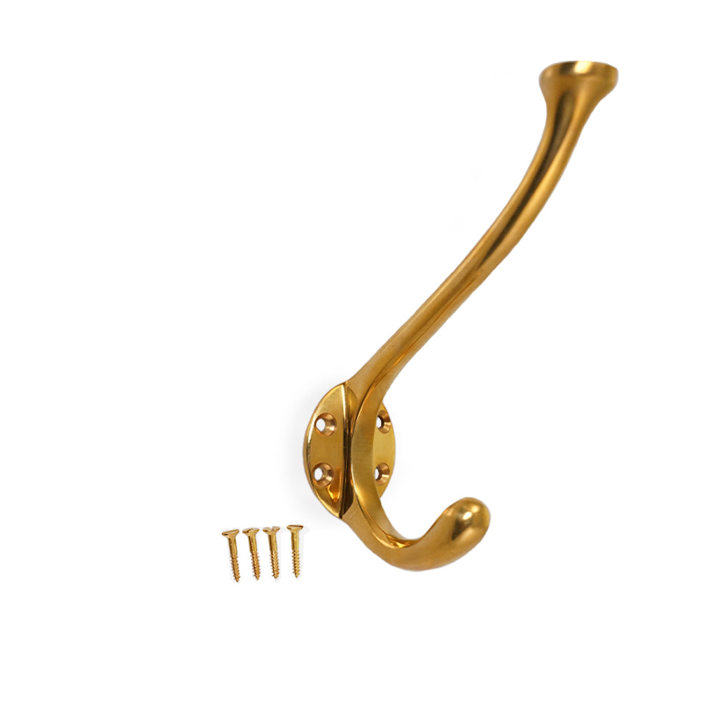 Lund • Hattekrog enkel, blank messing u/lak 120 mm