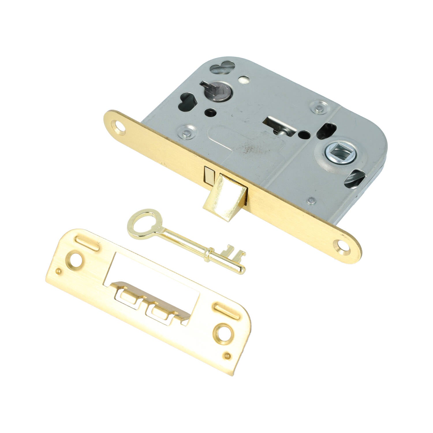 Mellemdørlås model 2014 i blank messing uden lak