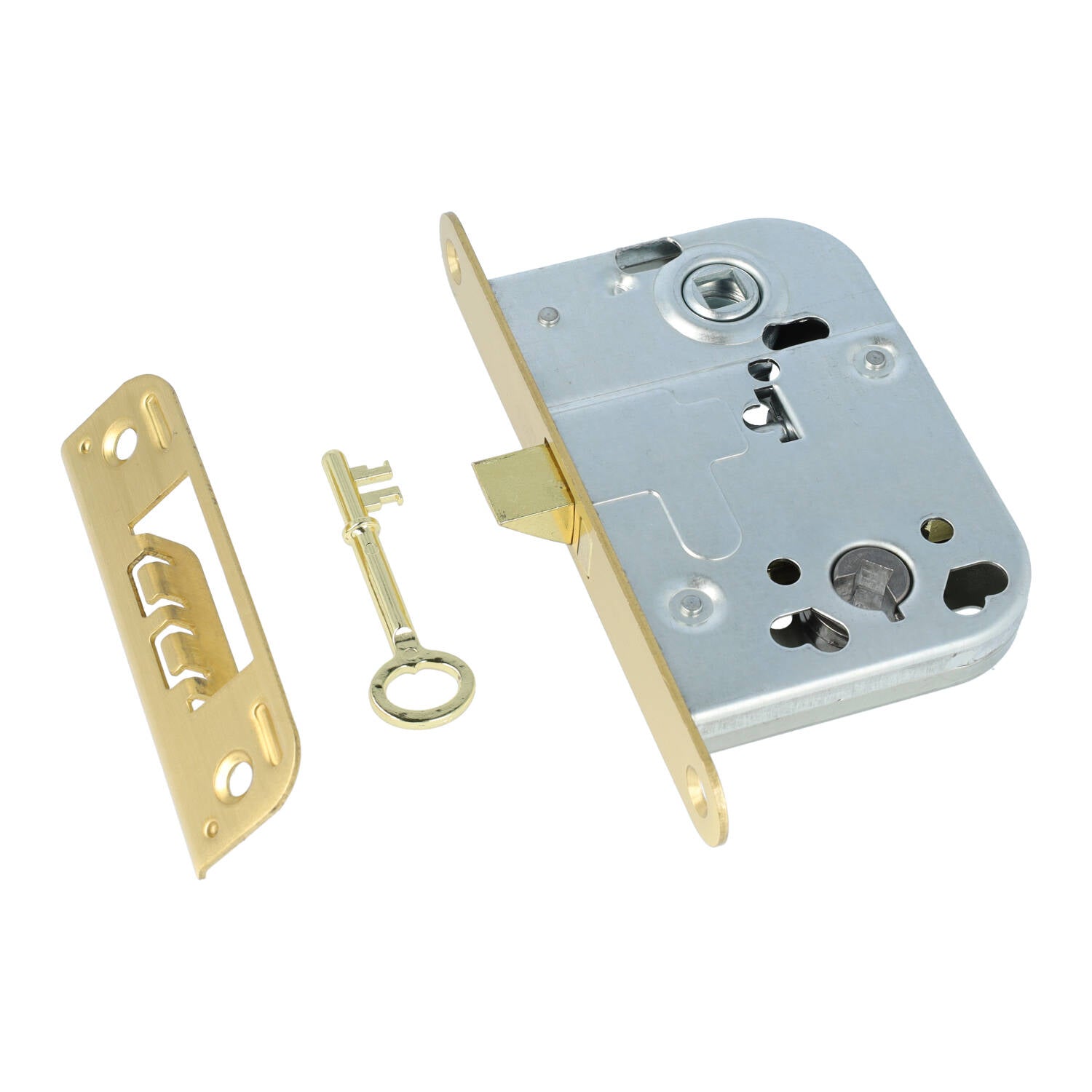 Mellemdørlås model 2014 i blank messing uden lak