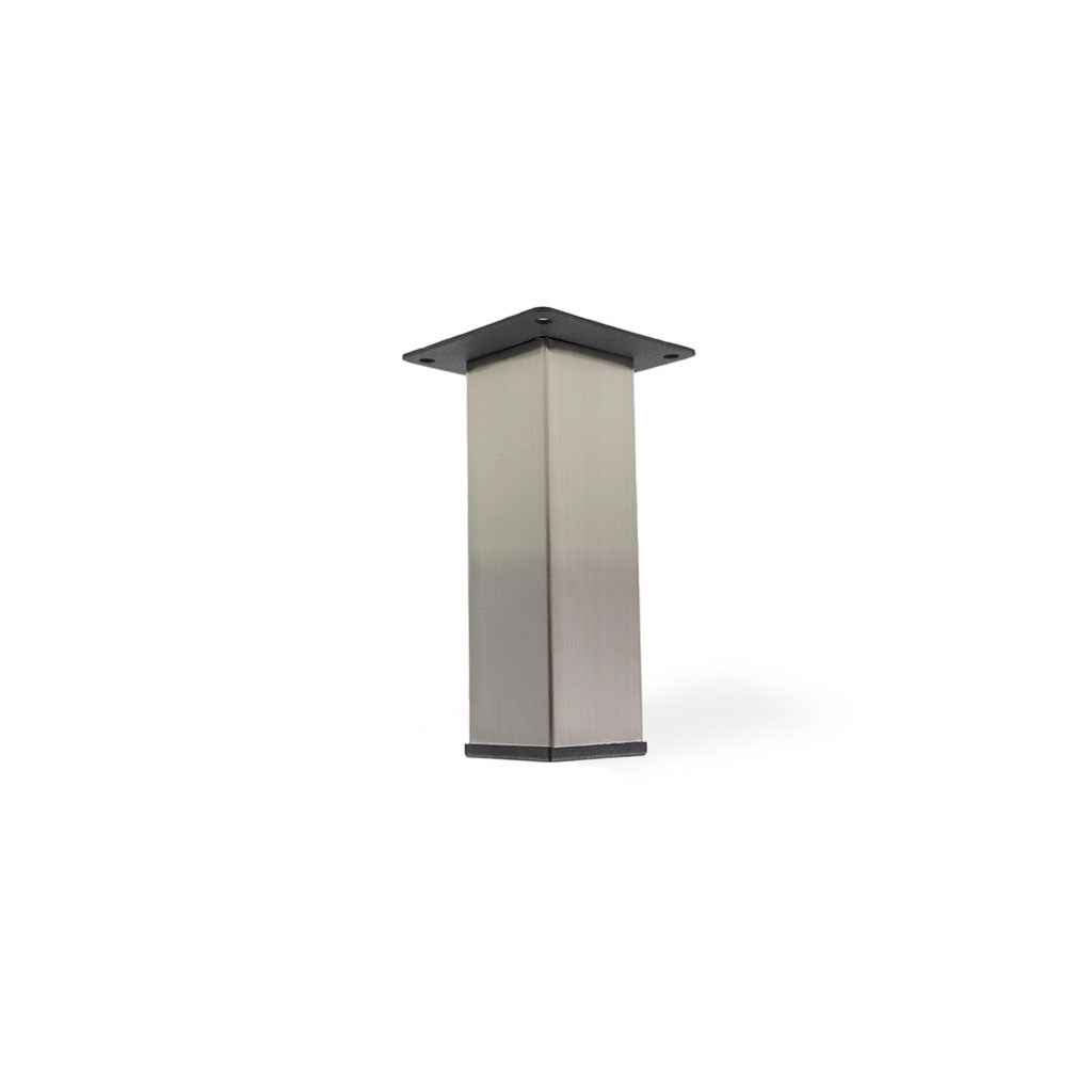 Firkantet sokkel ben i børstet stål 120 mm (1 sæt = 4 stk.)