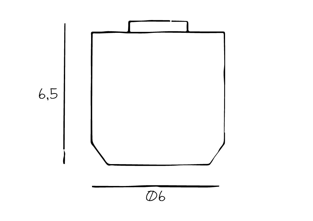 Stregtegning af stagen, med mål.