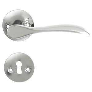 Bellevue Türgriff-Set, Chrom, mit Rosetten und Schlüsselrosetten, 30 mm Lochabstand