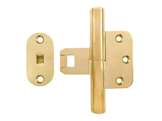 Hamborg snap-on dørhængsel i blank messing uden lak