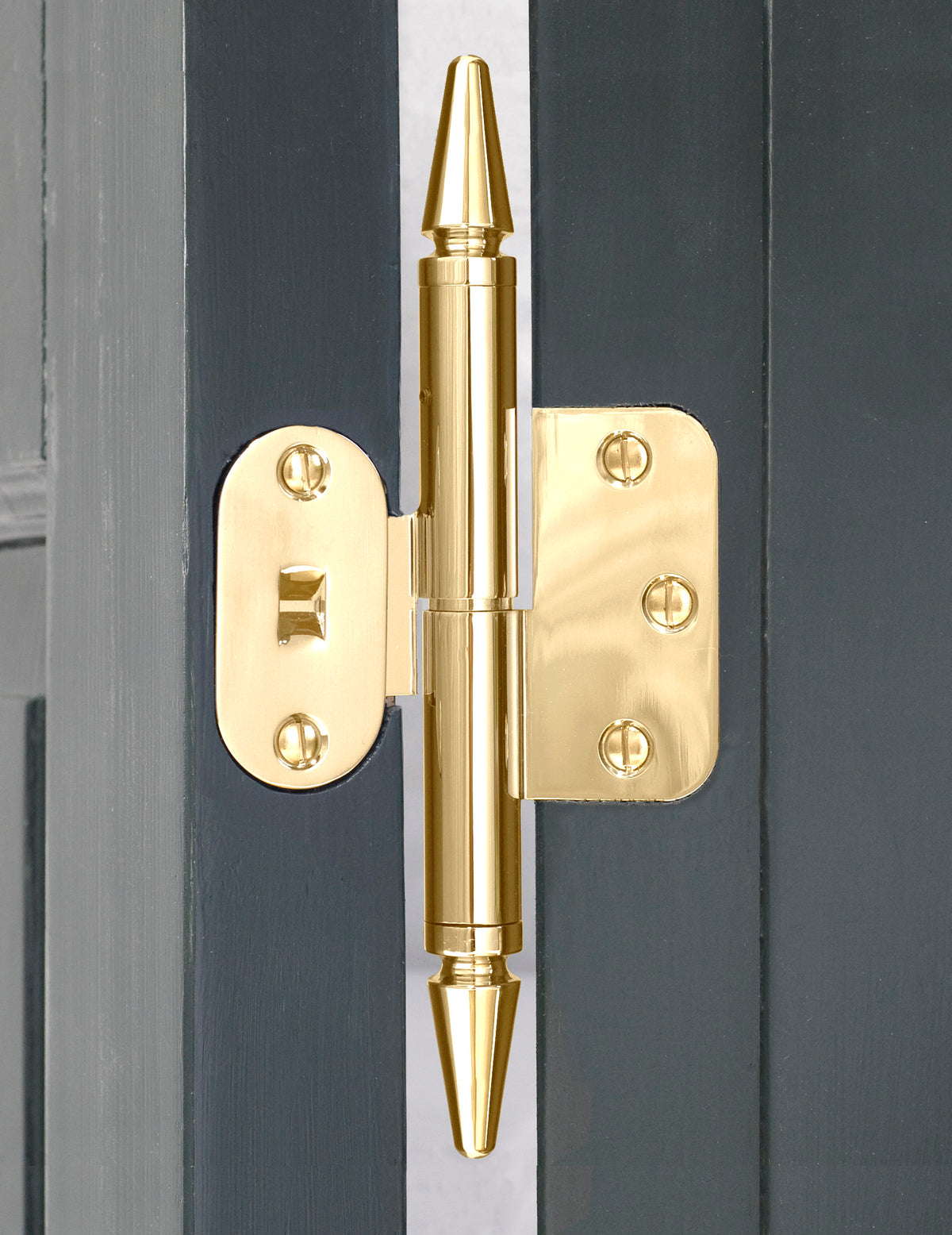 Separate Zierköpfe für Hamborg Snap-on-Türscharnier, spitz aus poliertem Messing mit Lack (2 Stück) - Copenhagenhomedesign