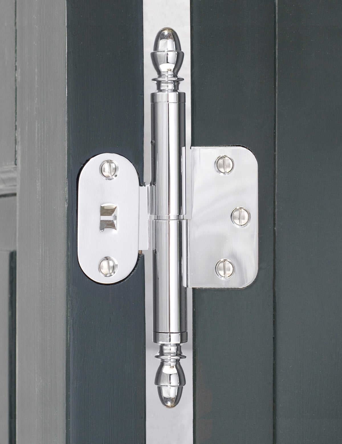 Separate Zierköpfe für Hamborg Snap-on-Türscharnier, Eichelform in Chrom (2 Stück) - Copenhagenhomedesign