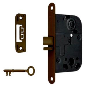 Mellemdørlås model 2014 i bruneret messing