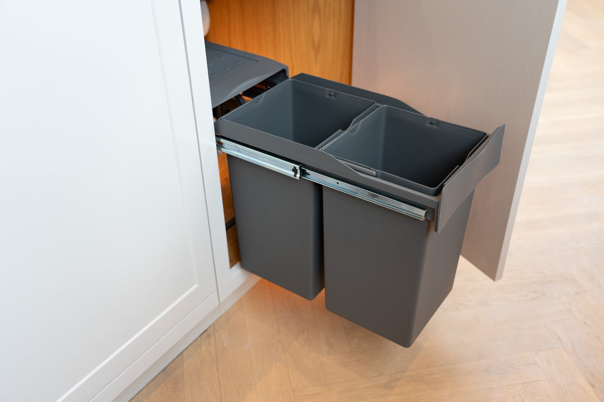 Copenhagen 2-28 new – Abfallsystem mit Vollauszug, 2 × 14 l, dunkelgrau