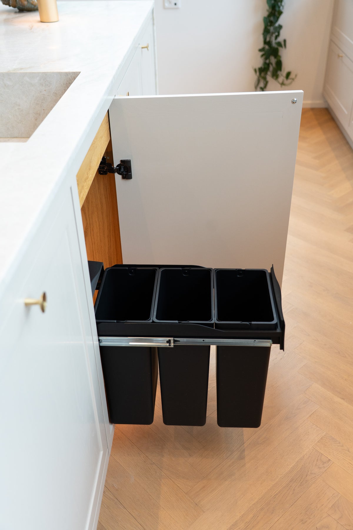 Copenhagen 3-30 Abfallsystem in Schwarz mit Vollauszug, 3 × 10 Liter