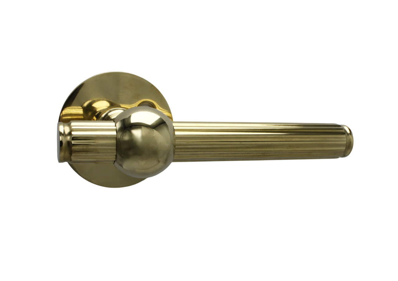 Dørhåndtag Rex inkl. roset, poleret blank messing uden lak  • KYNER & Co