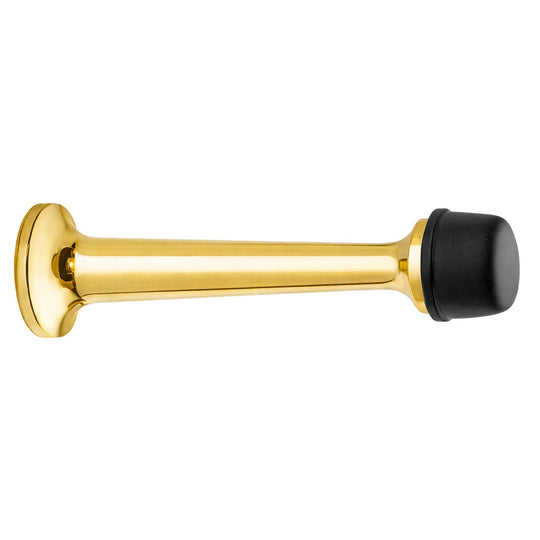 Türstopper aus lackiertem Massivmessing, schwarze Kunststoffkappe, 78 mm
