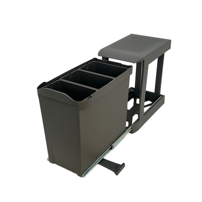 Amsterdam 3-30 – Abfallsystem mit automatischem Vollauszug, 3 × 10 l, dunkelgrau