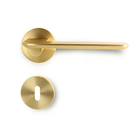 Dørhåndtag Disco i børstet messing look inkl. roset og nøgleskilt