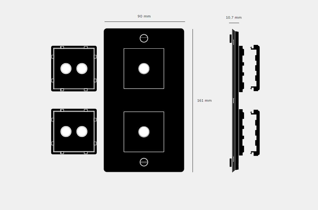 2G bagplade med 4 x indsats (lodret), messing • Buster + Punch