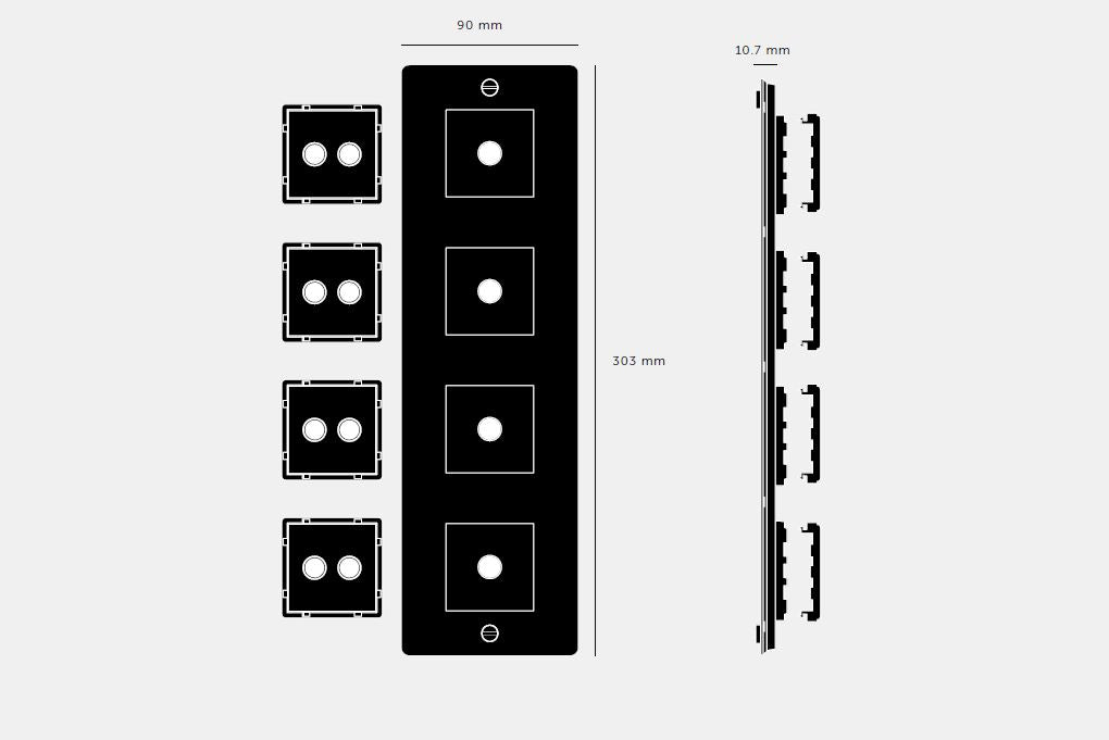 4G bagplade med 8 x indsats (lodret), messing • Buster + Punch