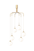 Apiales Cluster 6 Kronleuchter, brushed brass / opal • NUURA