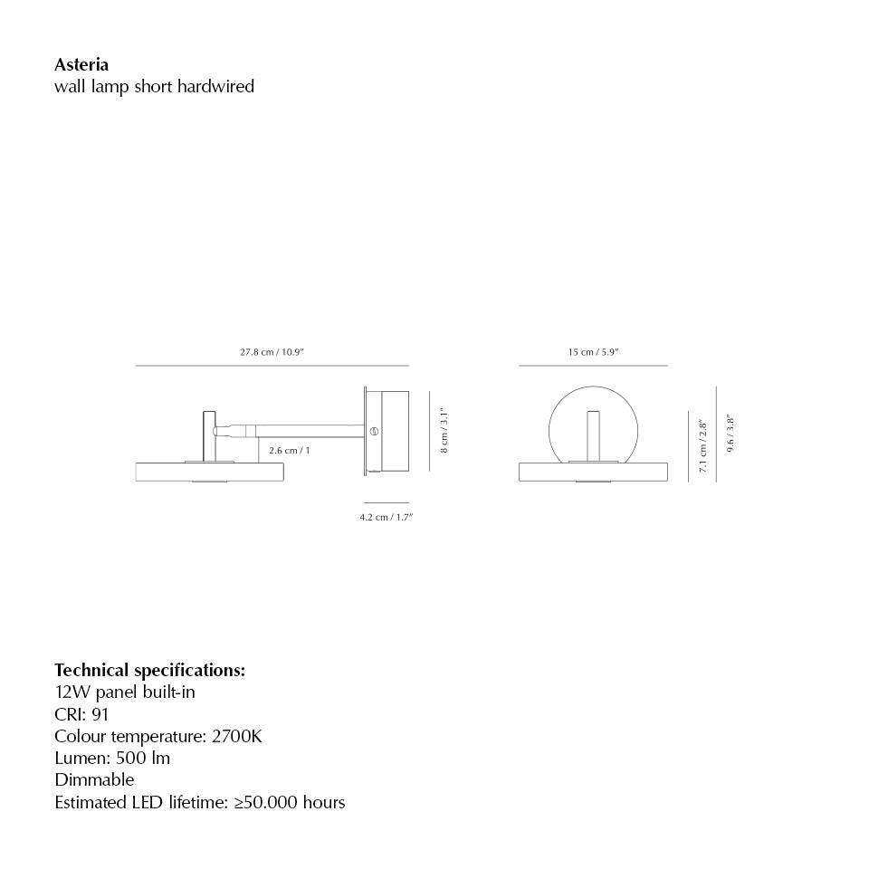Asteria Wall væglampe (med hardwire add on), rose og stål • UMAGE - Copenhagenhomedesign