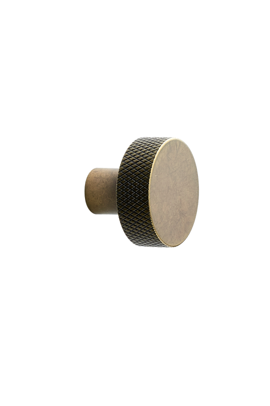 SIMON knop, stål, antik og messing • Furnipart