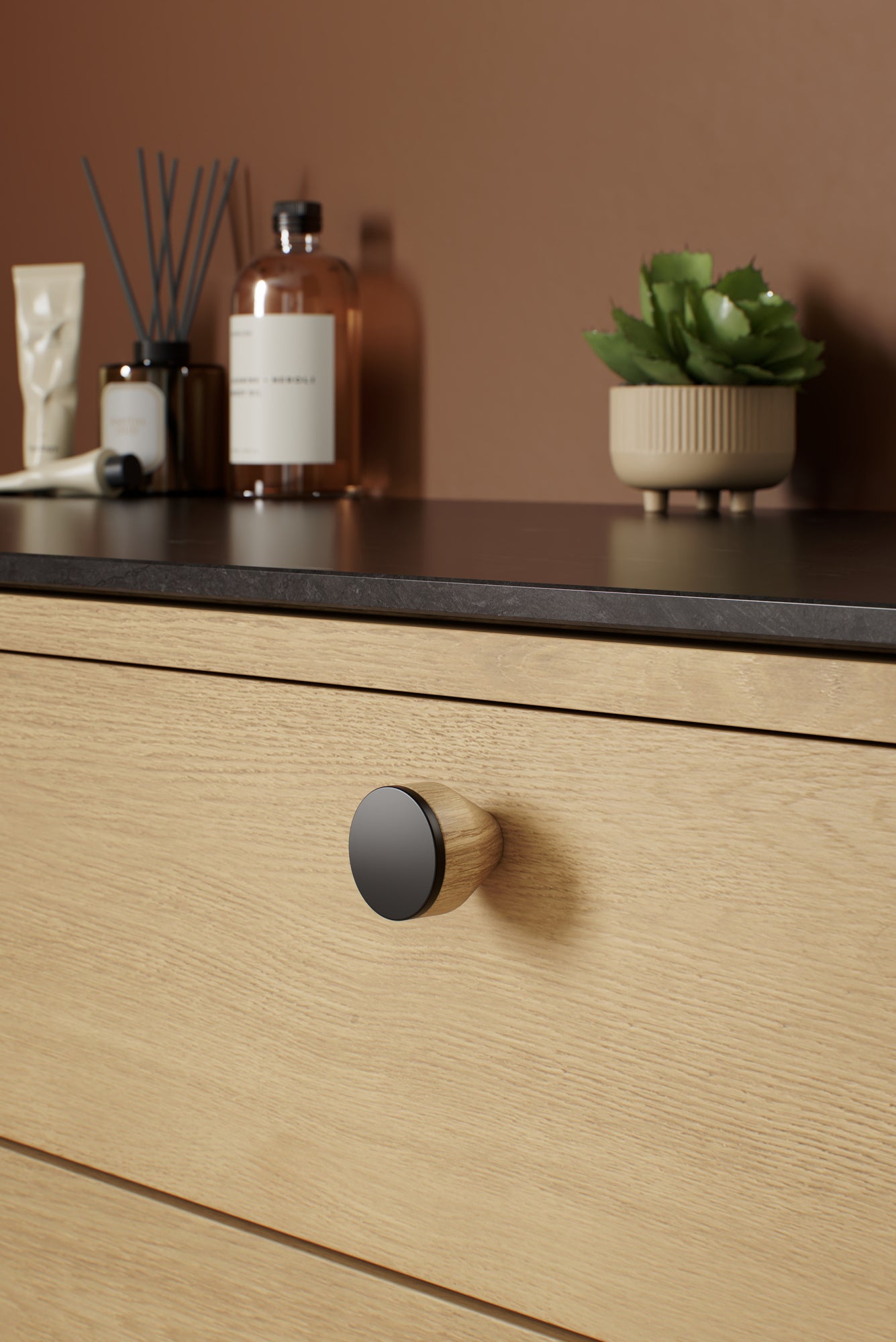MELURA knop, eg og sort • Furnipart