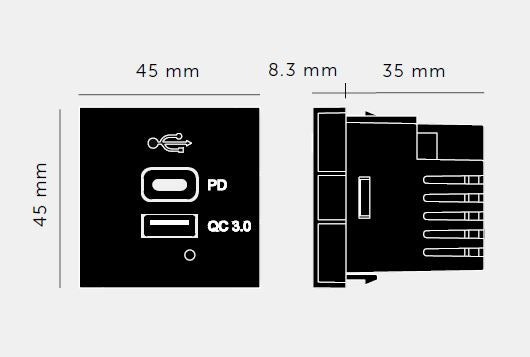 Modul til USB A + C Quickcharge, hvid • Buster + Punch