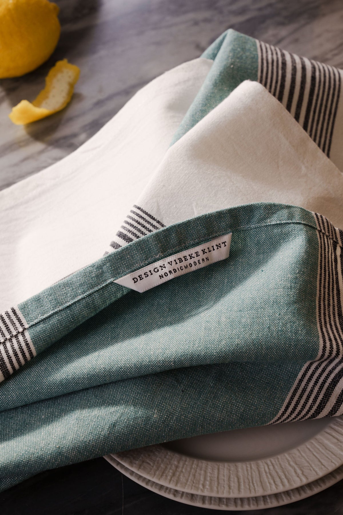 Tea towels, viskestykker (2 stk.), blå/sort/hvid • NORDICMODERN - Copenhagenhomedesign