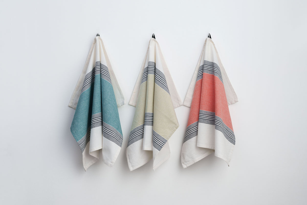 Tea towels, viskestykker (2 stk.), oliven/sort/hvid • NORDICMODERN - Copenhagenhomedesign