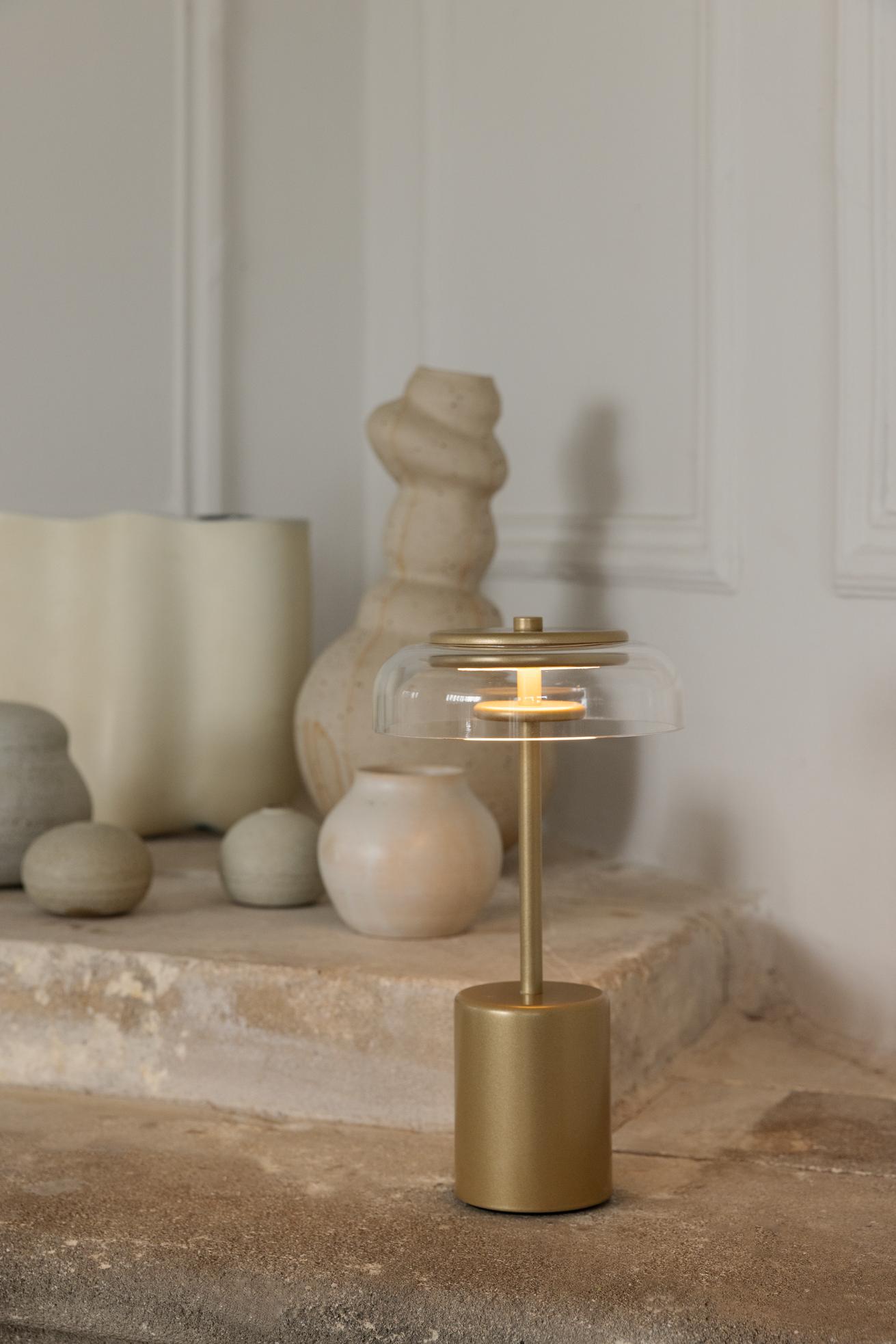 Blossi Table Mini, portable bordlampe, nordic gold / klar • NUURA