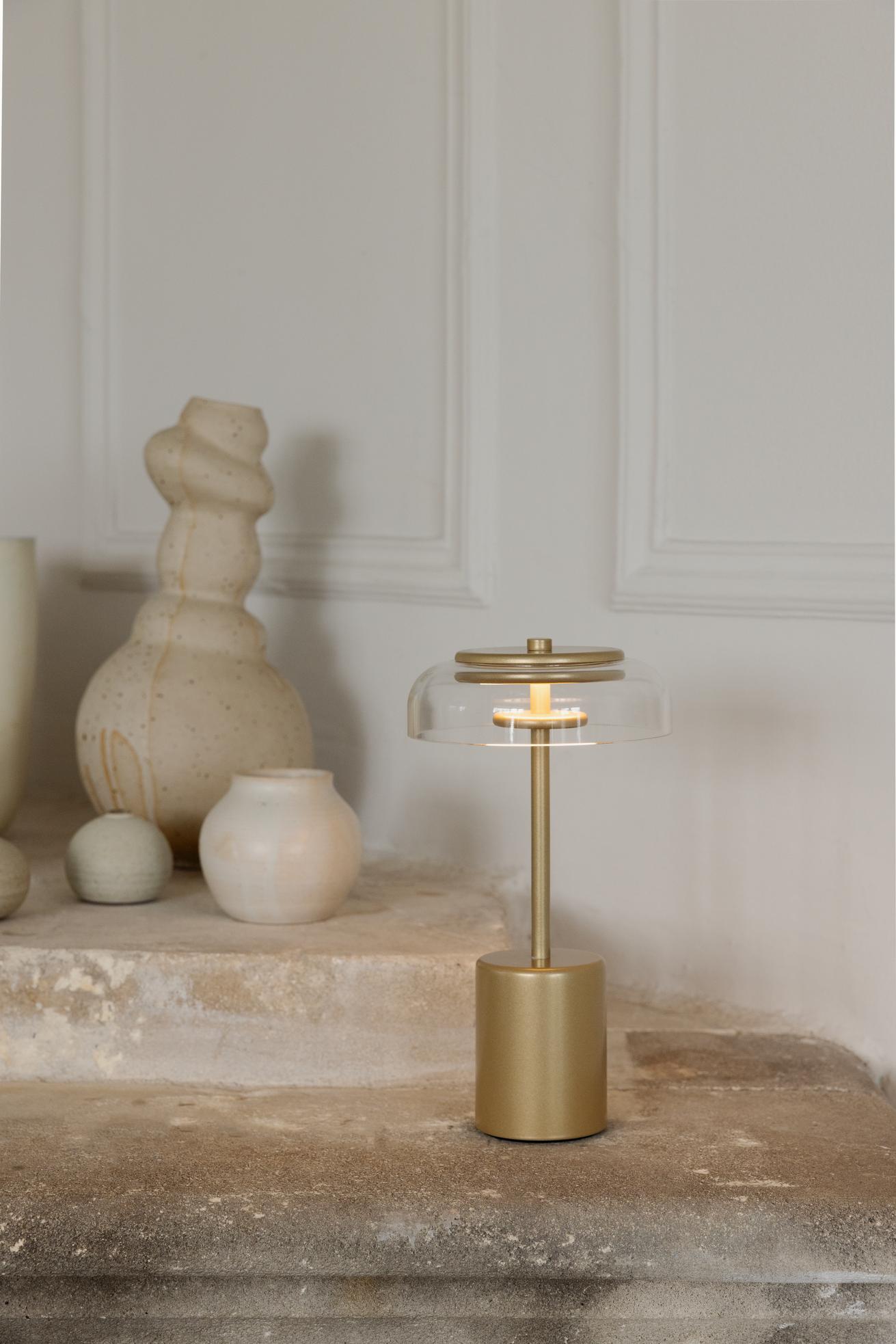 Blossi Table Mini, portable bordlampe, nordic gold / klar • NUURA