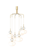 Rizzatto Cluster 6 Kronleuchter, satin brass / opal • NUURA