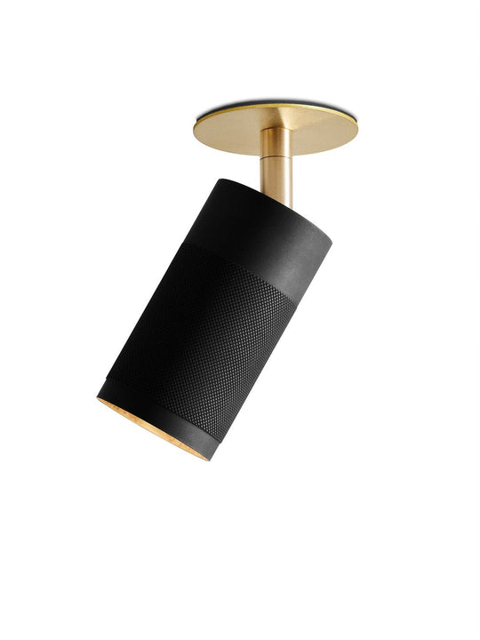 Patrone Deckenstrahler mit Abdeckplatte, Box Fit, schwarz brüniert und Messing • Thorup Copenhagen