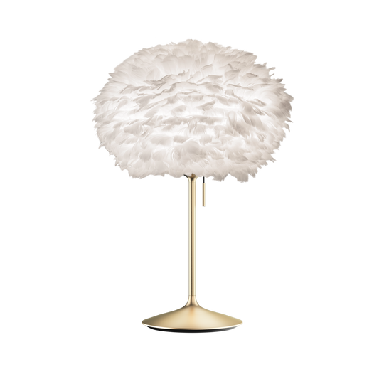 Eos bordlampe, hvid og børstet messing look • UMAGE