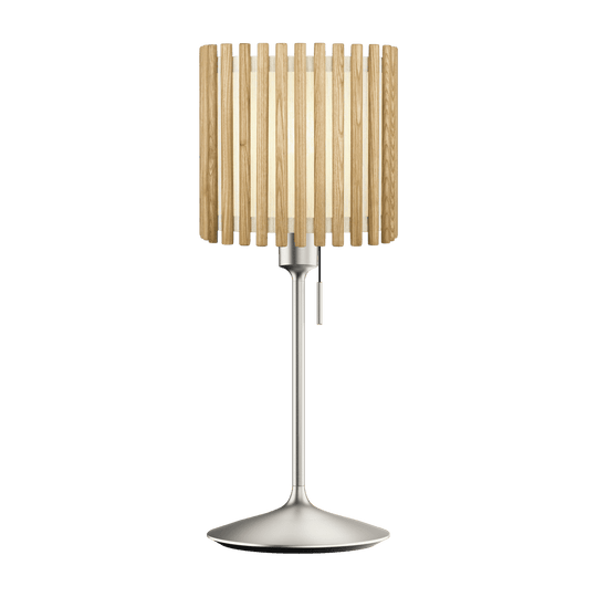 Komorebi Square bordlampe, egetræ og børstet stål look • UMAGE