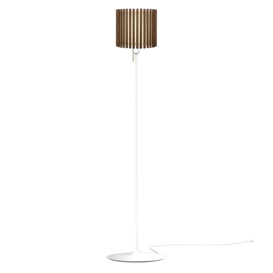 Komorebi Circle gulvlampe, mørk egetræ og hvid • UMAGE