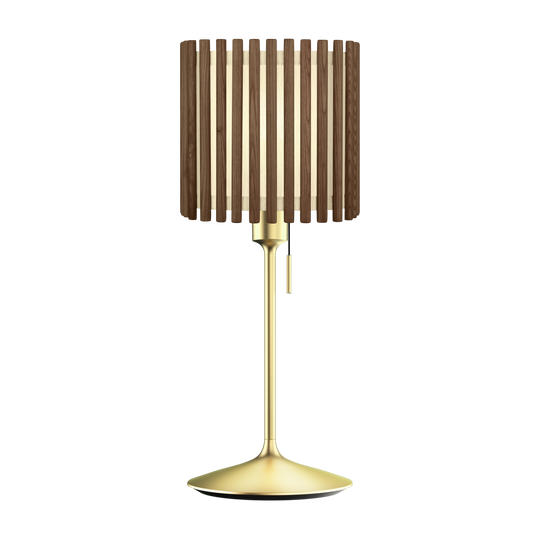 Komorebi Square bordlampe, mørk egetræ og børstet messing look • UMAGE