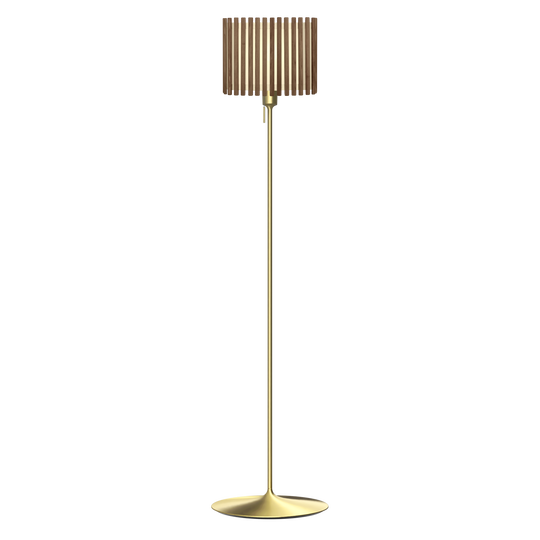 Komorebi Rectangular gulvlampe, mørk egetræ og børstet messing look • UMAGE