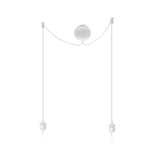 Canonball Cluster 2, baldakin med 2 x ledning og fatning E27, hvid • UMAGE