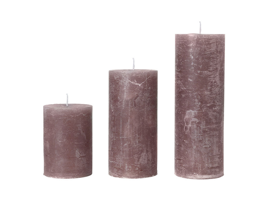 Rustic candle bloklys, diameter 7 cm - ROUGE • Cozy living