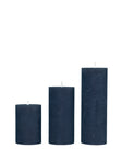 Rustic Stumpenkerze, Ø 7 cm – ROYAL BLUE • Cozy living