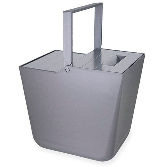 Affaldsspand på 16 liter i mørkegrå plast og rustfritt stål med hank