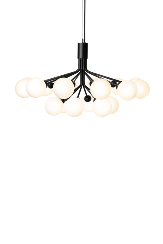 Apiales 18 lysekrone, satin black / opal • NUURA