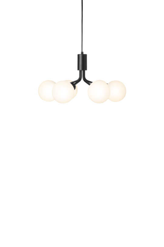 Apiales 6 lysekrone, satin black / opal • NUURA