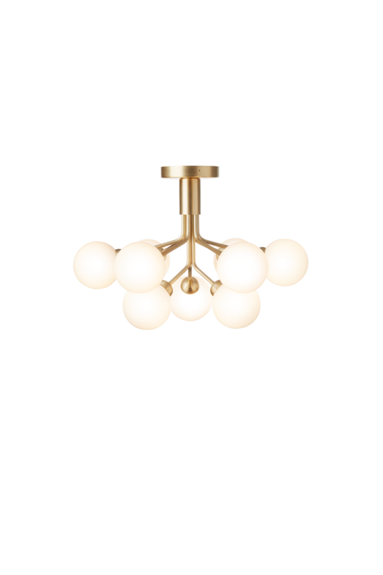 Apiales 9 Ceiling lysekrone, brushed brass / opal • NUURA
