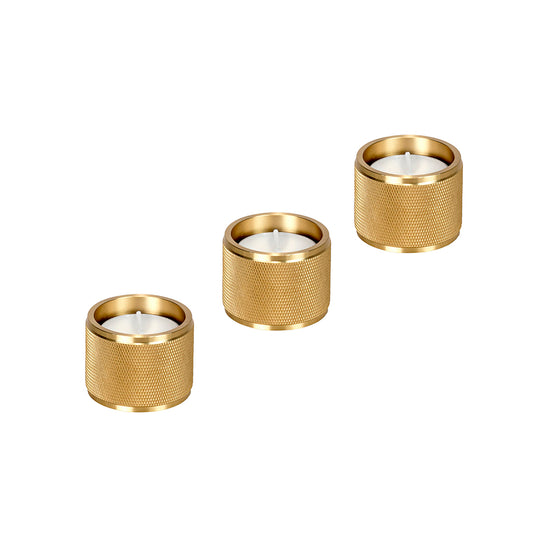 Tealight fyrfadslysestage i massiv messing med lak med diamond cut - 3 stk.  • Buster + Punch