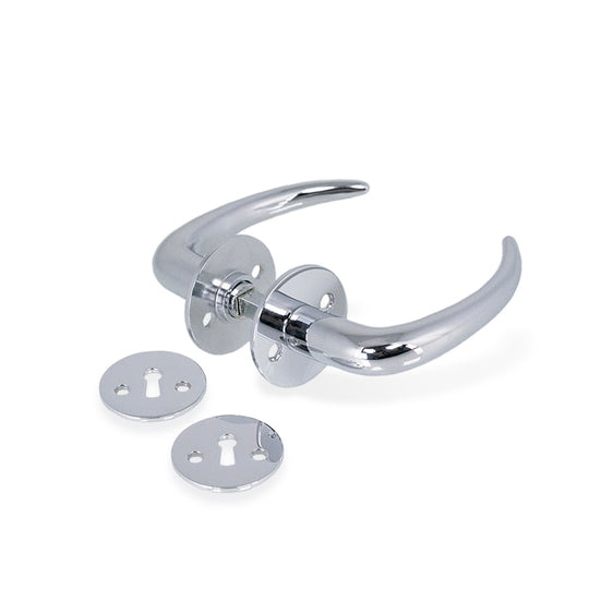 Coupé dørhåndtag i krom inkl. roset og nøgleskilt c/c 30 mm