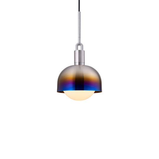 Forked Pendant Shade Globe Medium pendel, opal og brændt stål • Buster + Punch