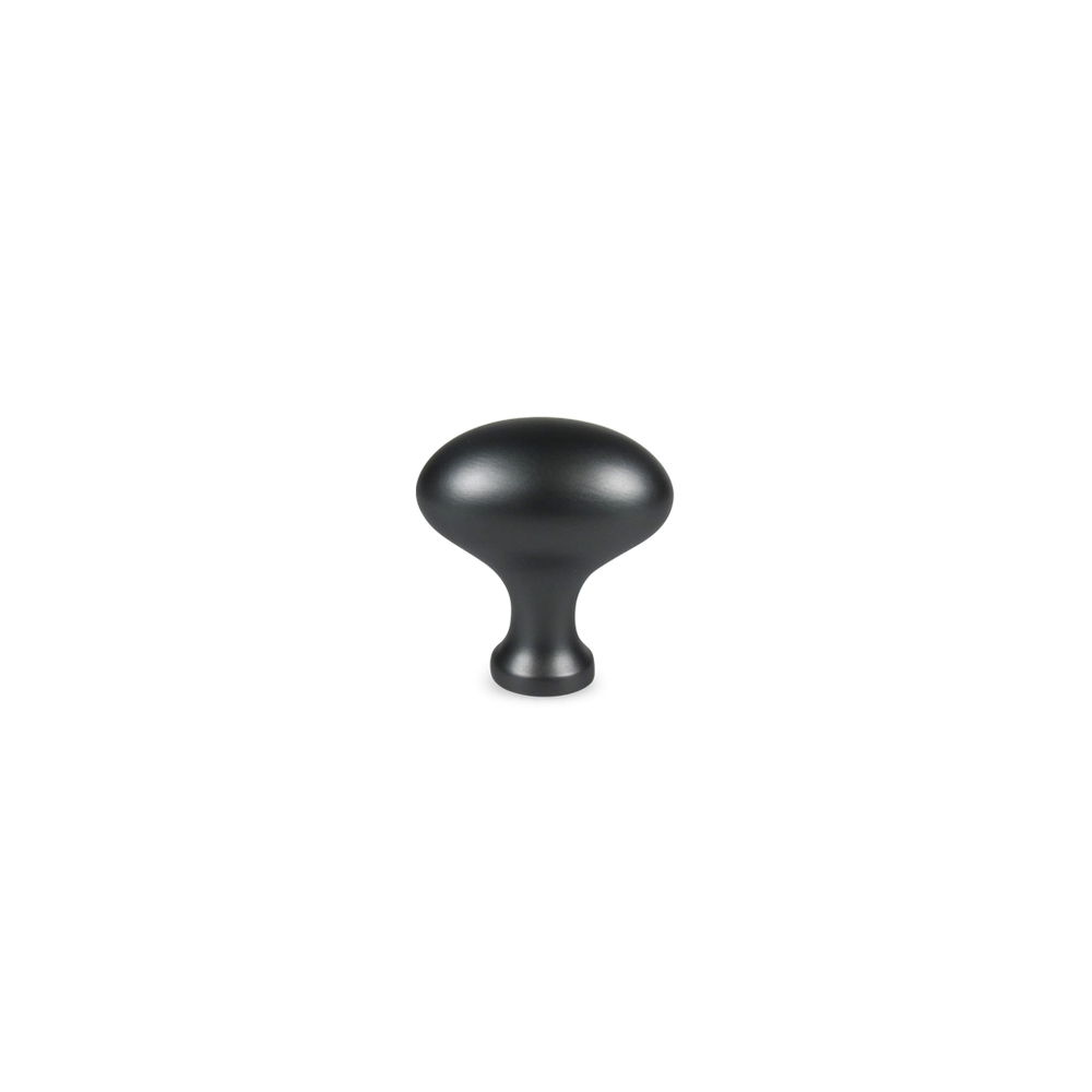 Knop: Hellerup • Oval knop i metal sort messing