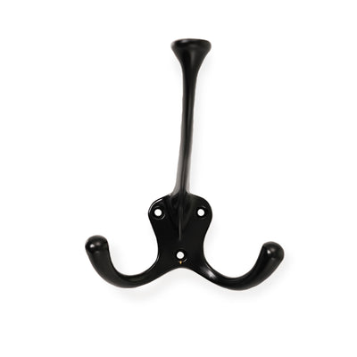 Kungsholmen Doppel-Garderobenhaken aus massivem Messing, Schwarz, 111 mm