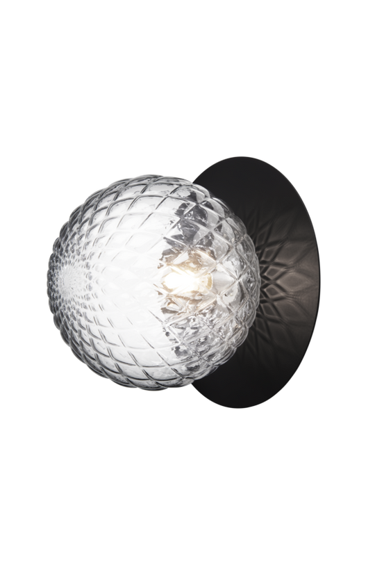 Liila 1 væg- og loftlampe, black / optic clear • NUURA