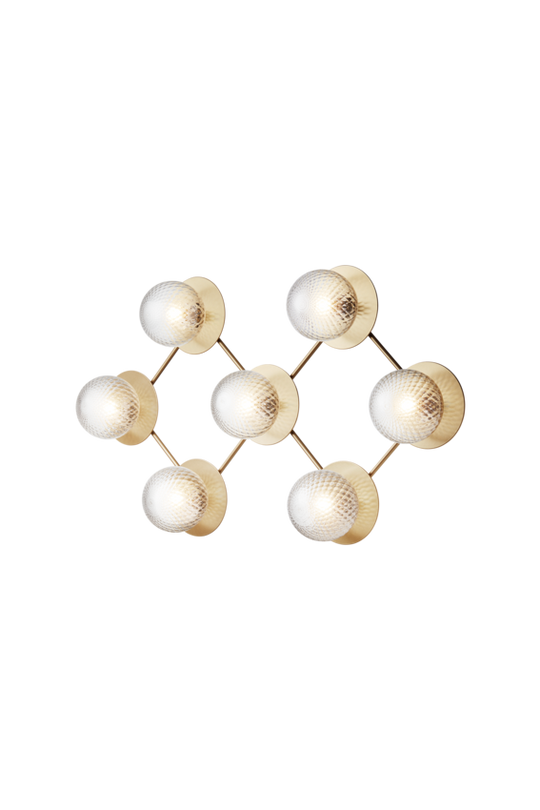 Liila 7 væg- og loftlampe, nordic gold / optic clear • NUURA