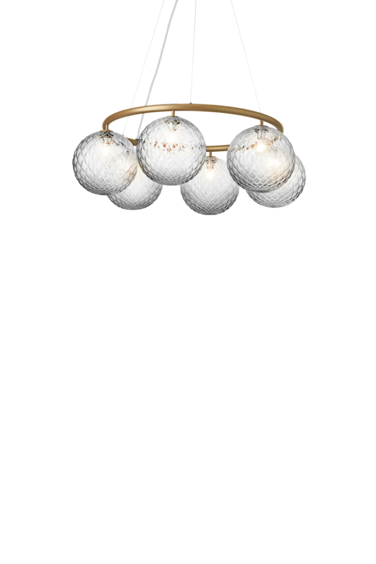 Miira 6 Circular lysekrone, brass / optic clear • NUURA