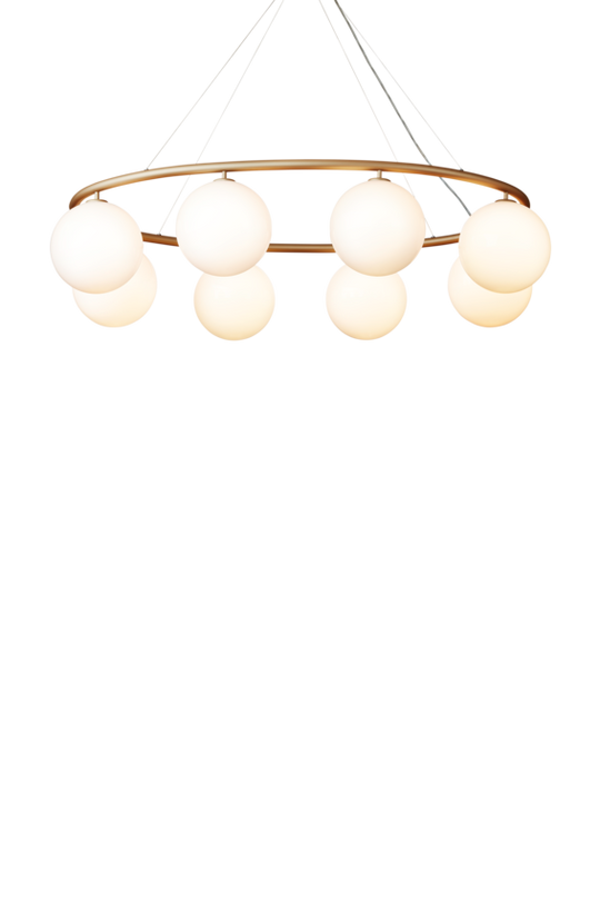 Miira 8 Oval lysekrone, brass / opal • NUURA